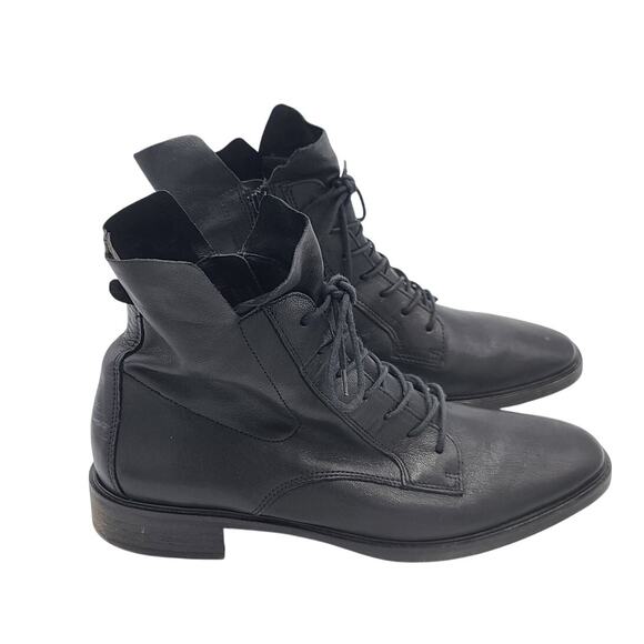 Paul Green Bernadette Lace-Up Moto Boot Black Leather Ankle Boot 9 US 6.5 EUC - Picture 3 of 6